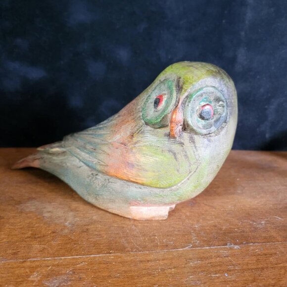Vintage Hand carved Wooden Barn Owl ~adorable! - Picture 1 of 6